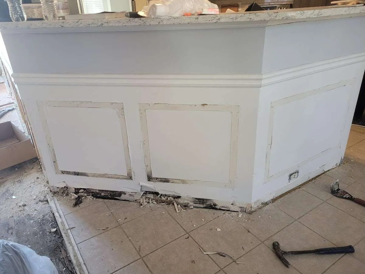 Water damage and mold on kitchen during Storm Damage Restoration in Arcadia